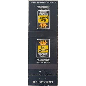 Matchbook Cover Best Western Independent Lodging Motel All Black Double Logo